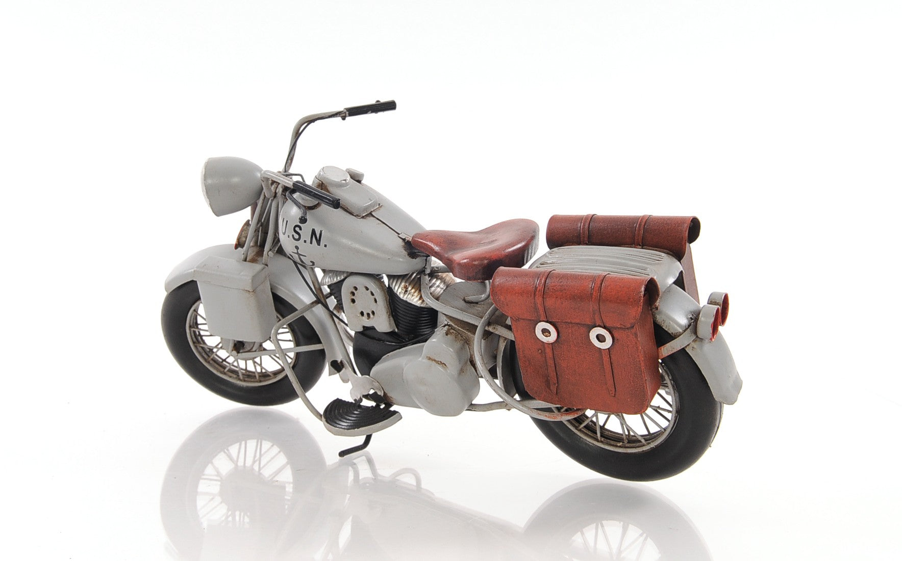 6" Grey Metal Hand Painted Decorative Motorcycle-Sculptures-DECOROLALA