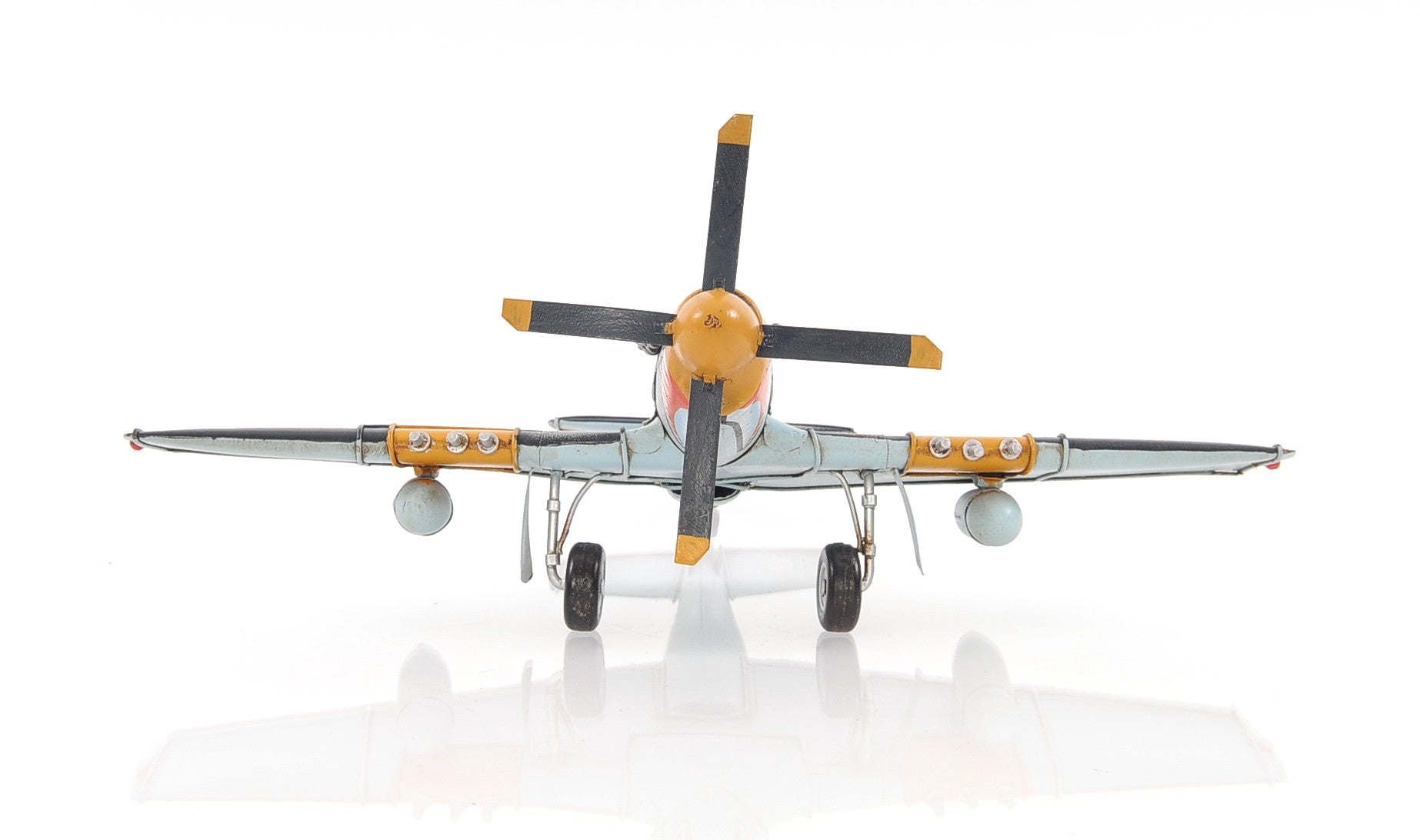 6" Grey Mustang Metal Hand Painted Decorative Airplane-Sculptures-DECOROLALA