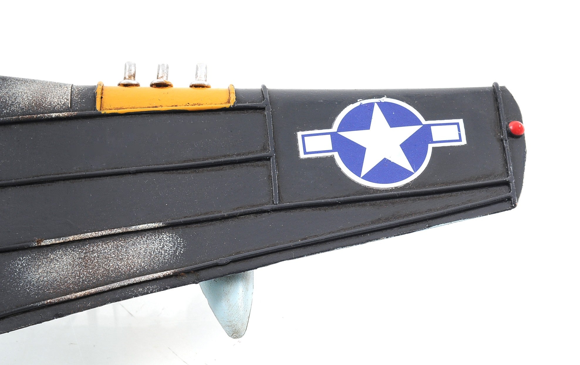 6" Grey Mustang Metal Hand Painted Decorative Airplane-Sculptures-DECOROLALA