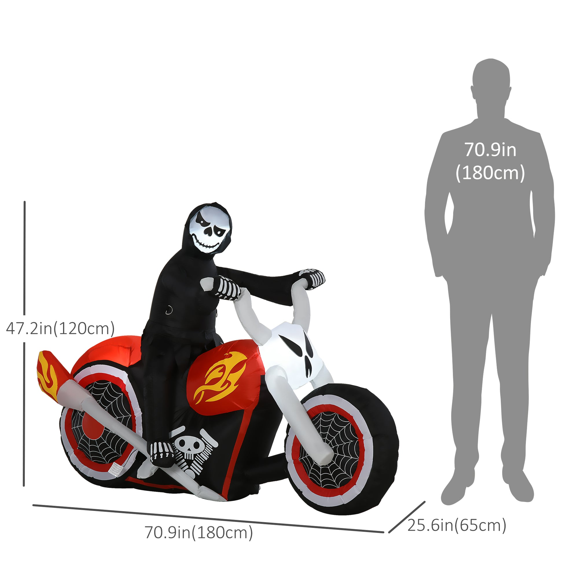 6' Halloween Grim Reaper on Motorcycle Inflatable with LED Lights-Home Furnishings > Holiday & Seasonal > Halloween Decorations-DECOROLALA