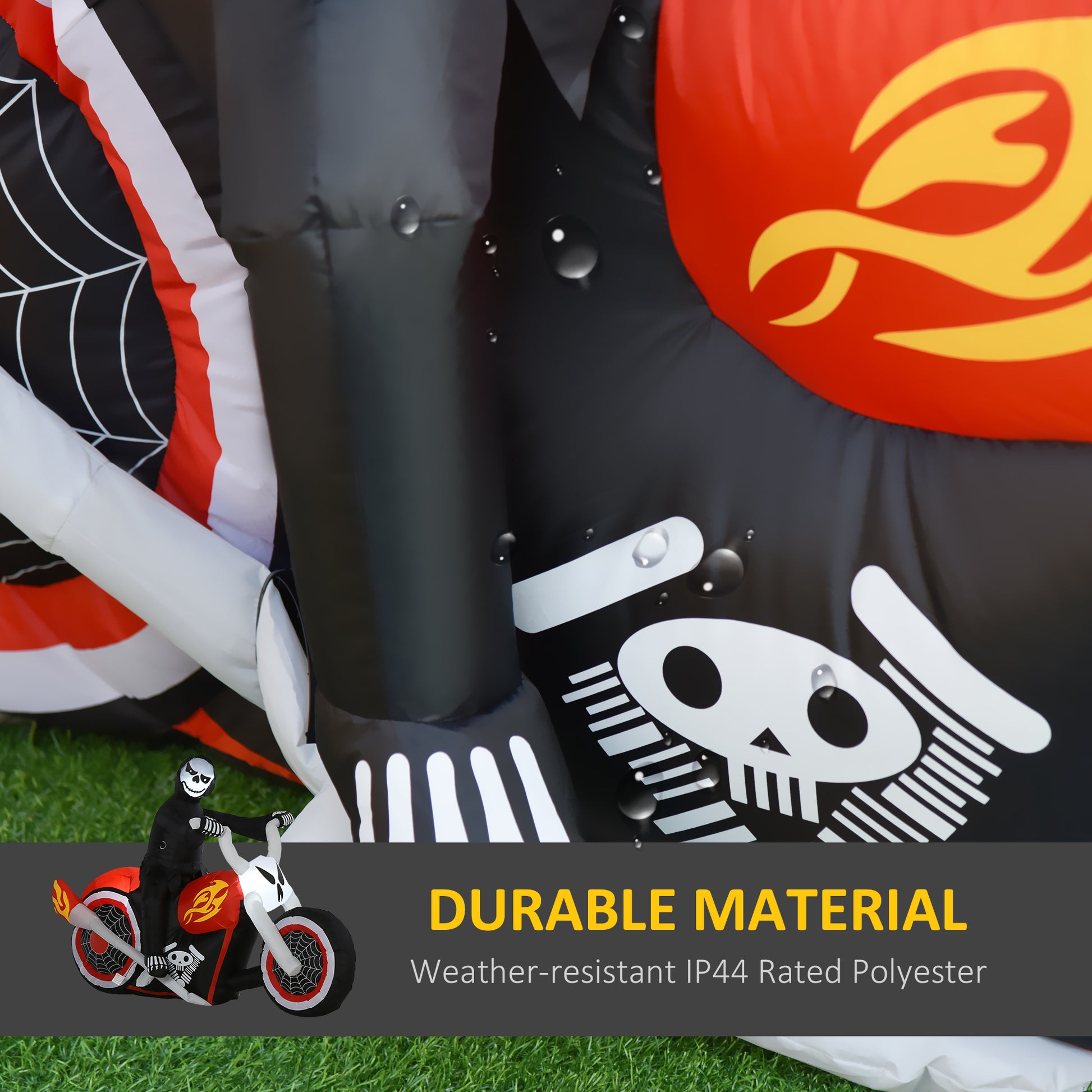 6' Halloween Grim Reaper on Motorcycle Inflatable with LED Lights-Home Furnishings > Holiday & Seasonal > Halloween Decorations-DECOROLALA