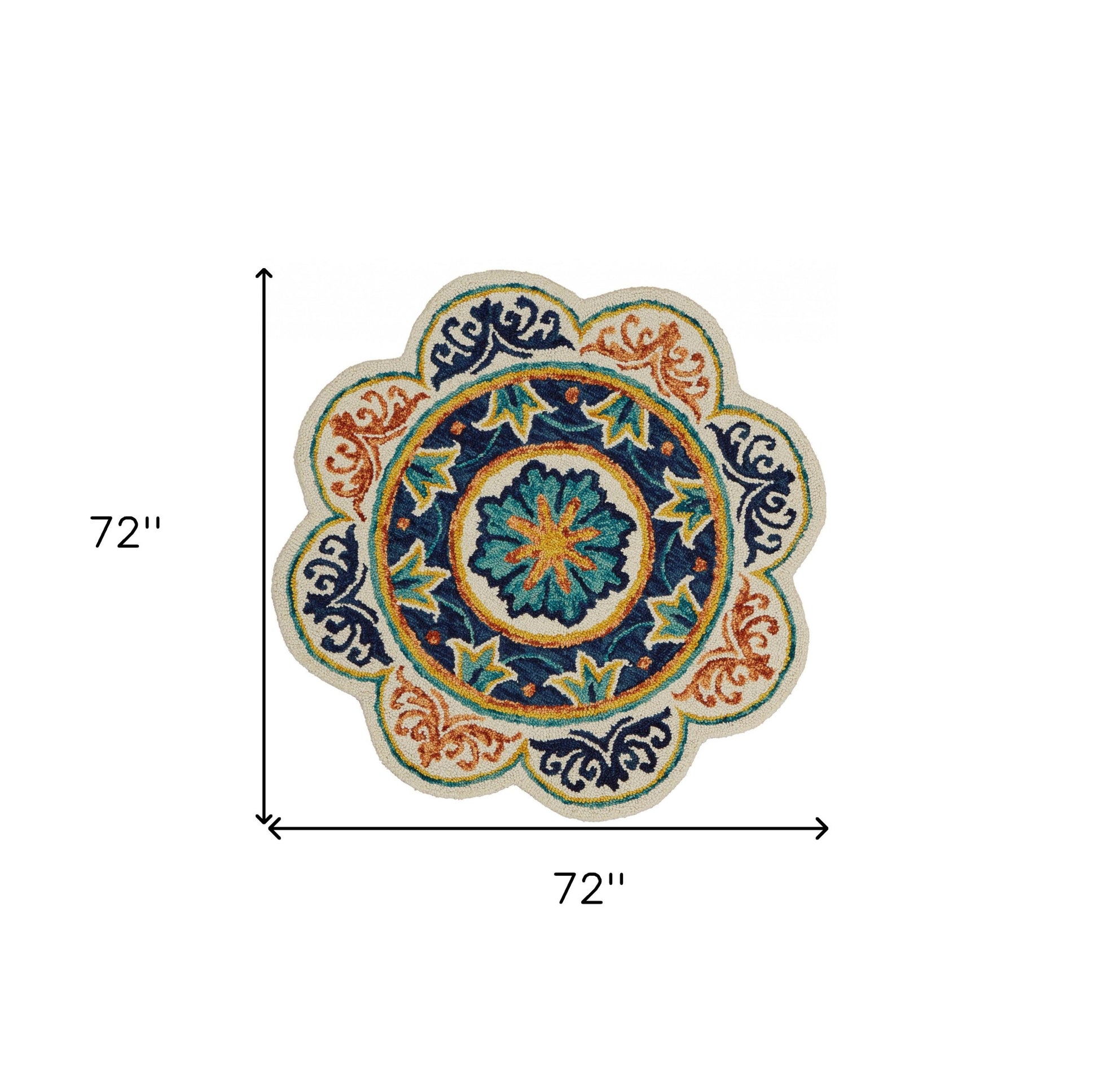 6' Ivory Round Wool Geometric Hand Tufted Area Rug-Area Rugs-DECOROLALA