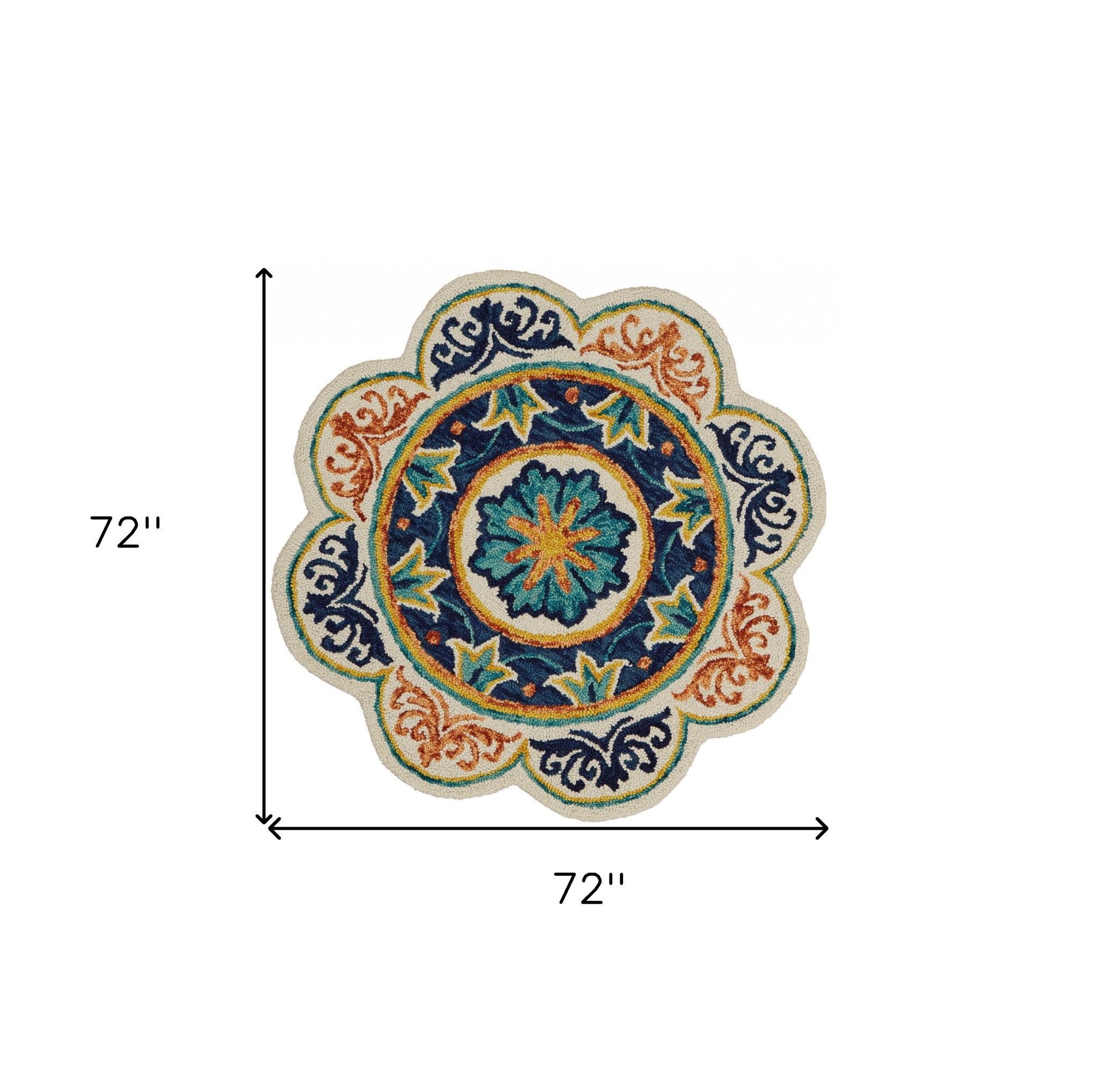 6' Ivory Round Wool Geometric Hand Tufted Area Rug-Area Rugs-DECOROLALA