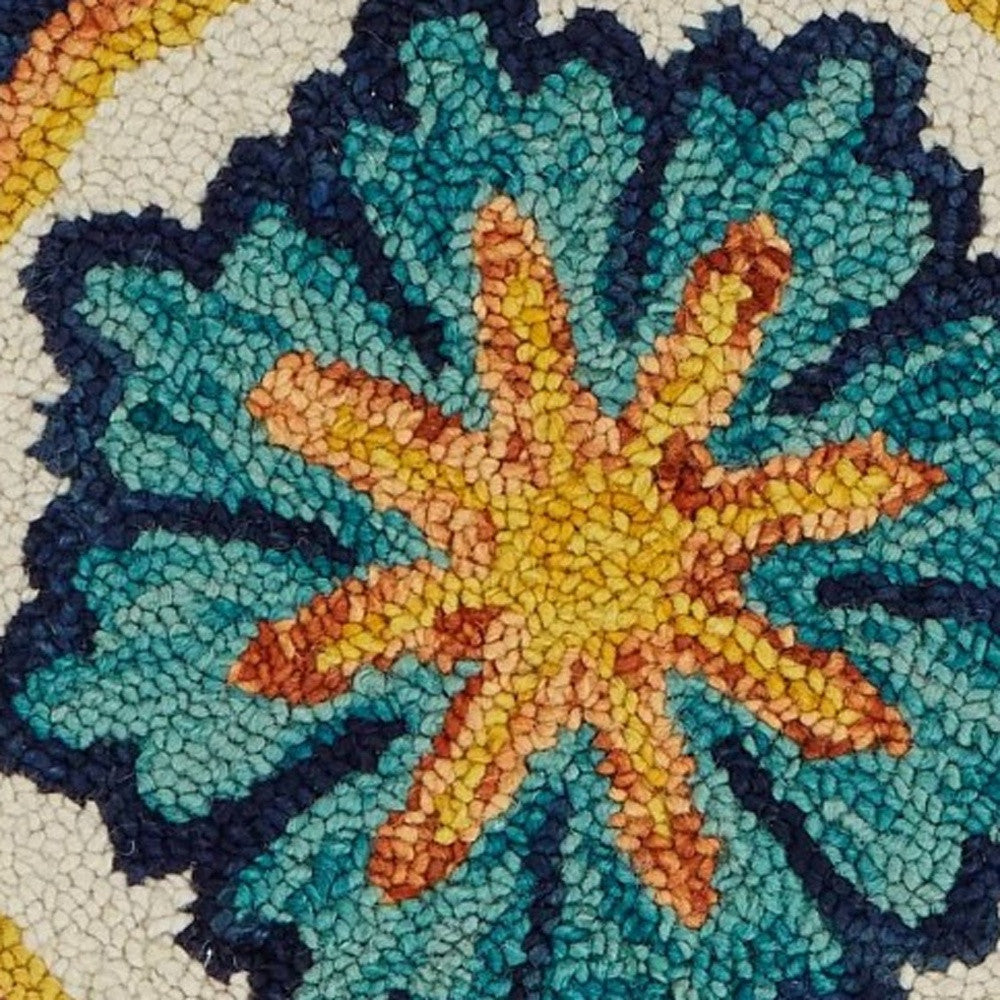 6' Ivory Round Wool Geometric Hand Tufted Area Rug-Area Rugs-DECOROLALA