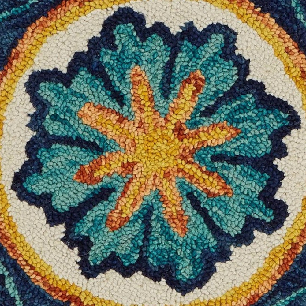 6' Ivory Round Wool Geometric Hand Tufted Area Rug-Area Rugs-DECOROLALA