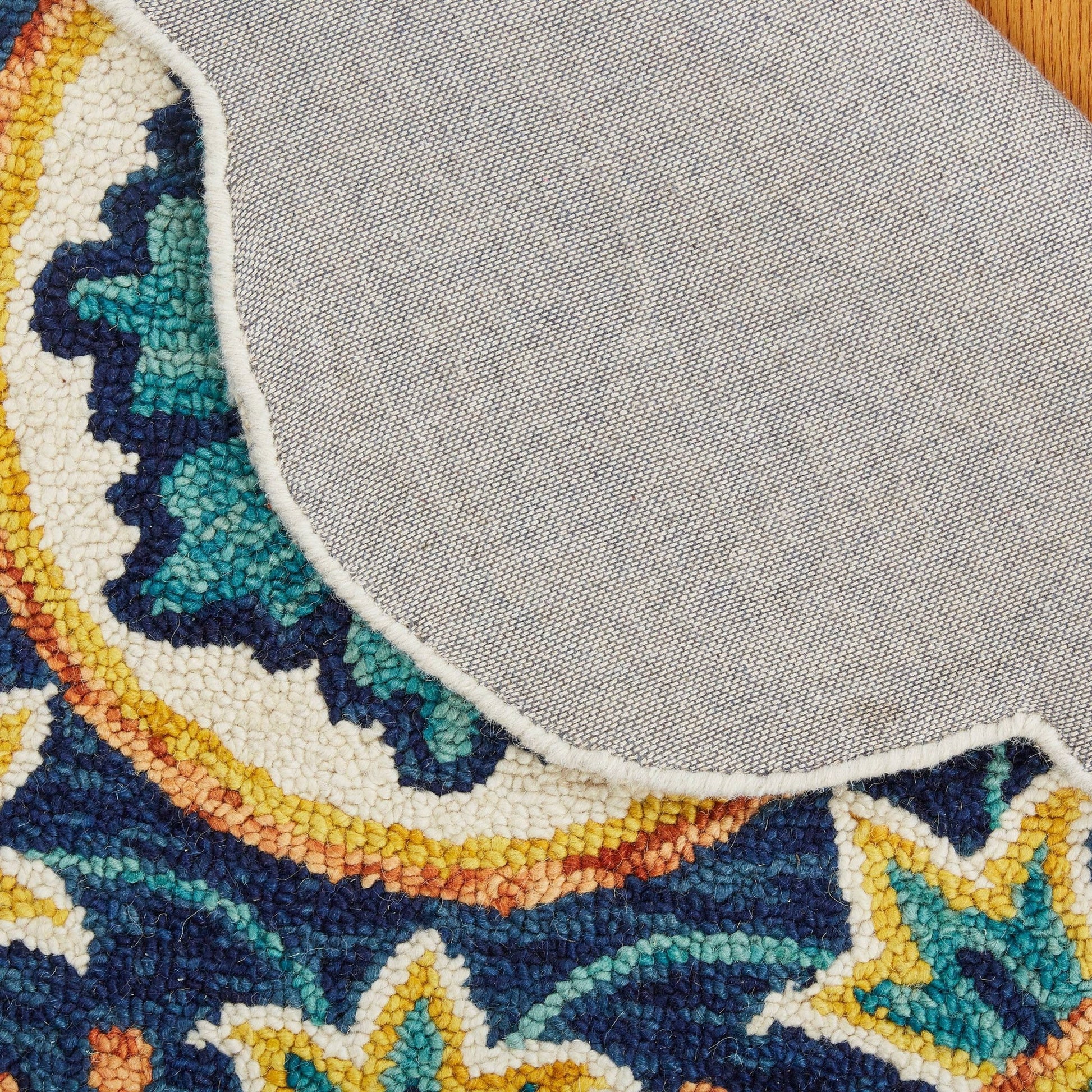 6' Ivory Round Wool Geometric Hand Tufted Area Rug-Area Rugs-DECOROLALA