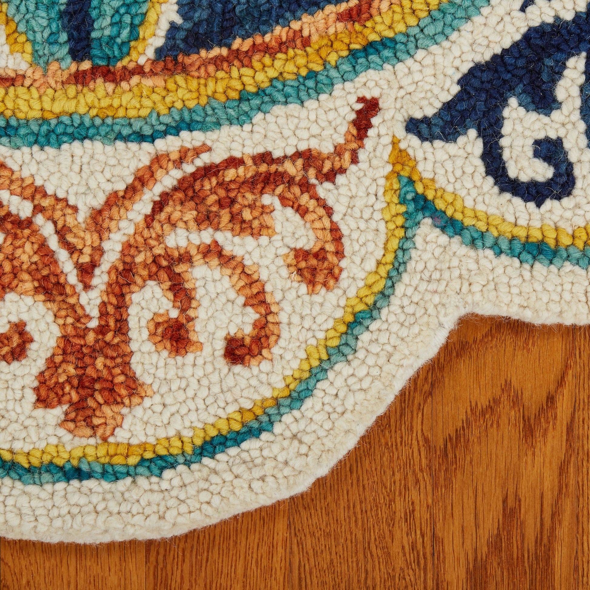 6' Ivory Round Wool Geometric Hand Tufted Area Rug-Area Rugs-DECOROLALA