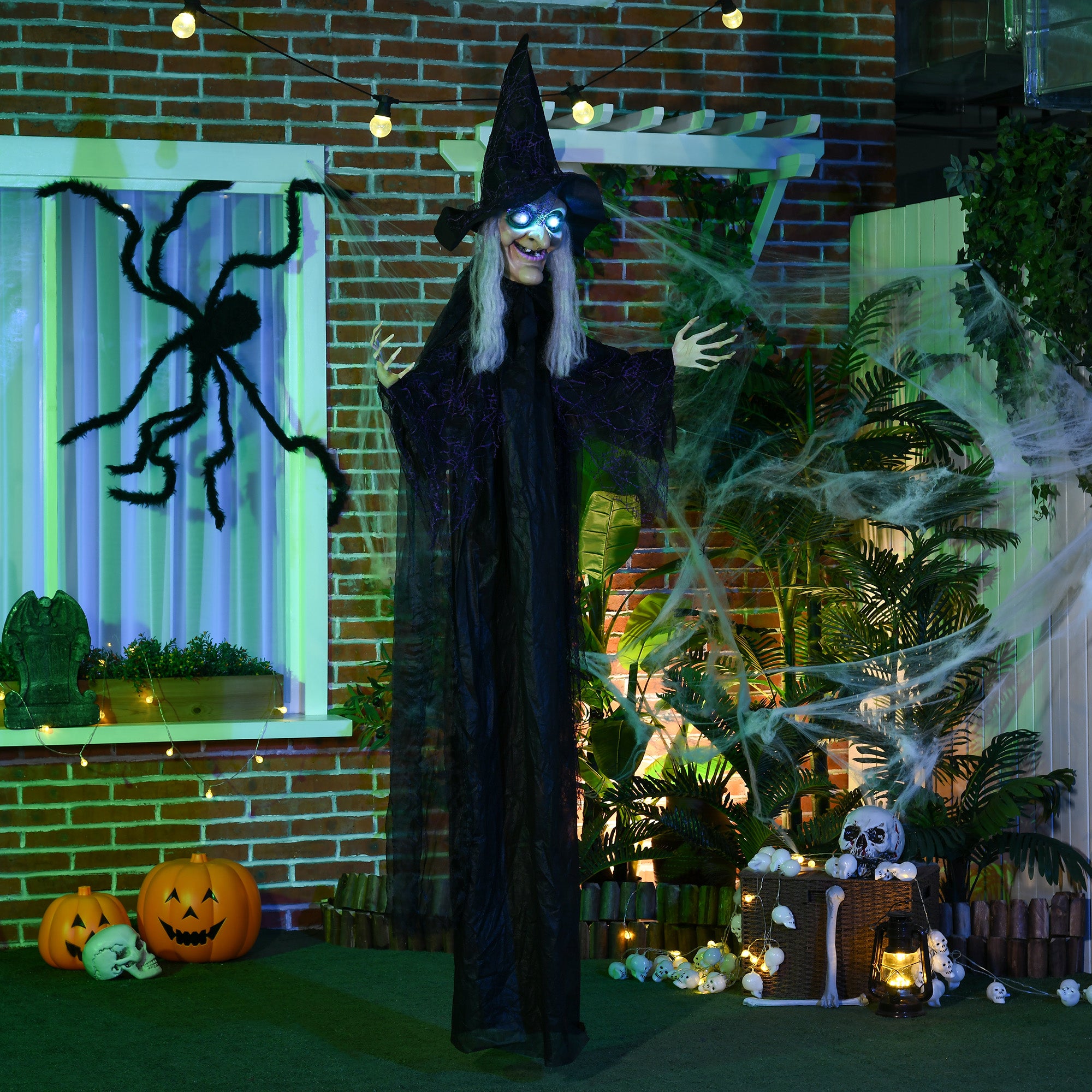 6' Life Size Animated Black Witch Halloween Decoration-Home Furnishings > Holiday & Seasonal > Halloween Decorations-DECOROLALA