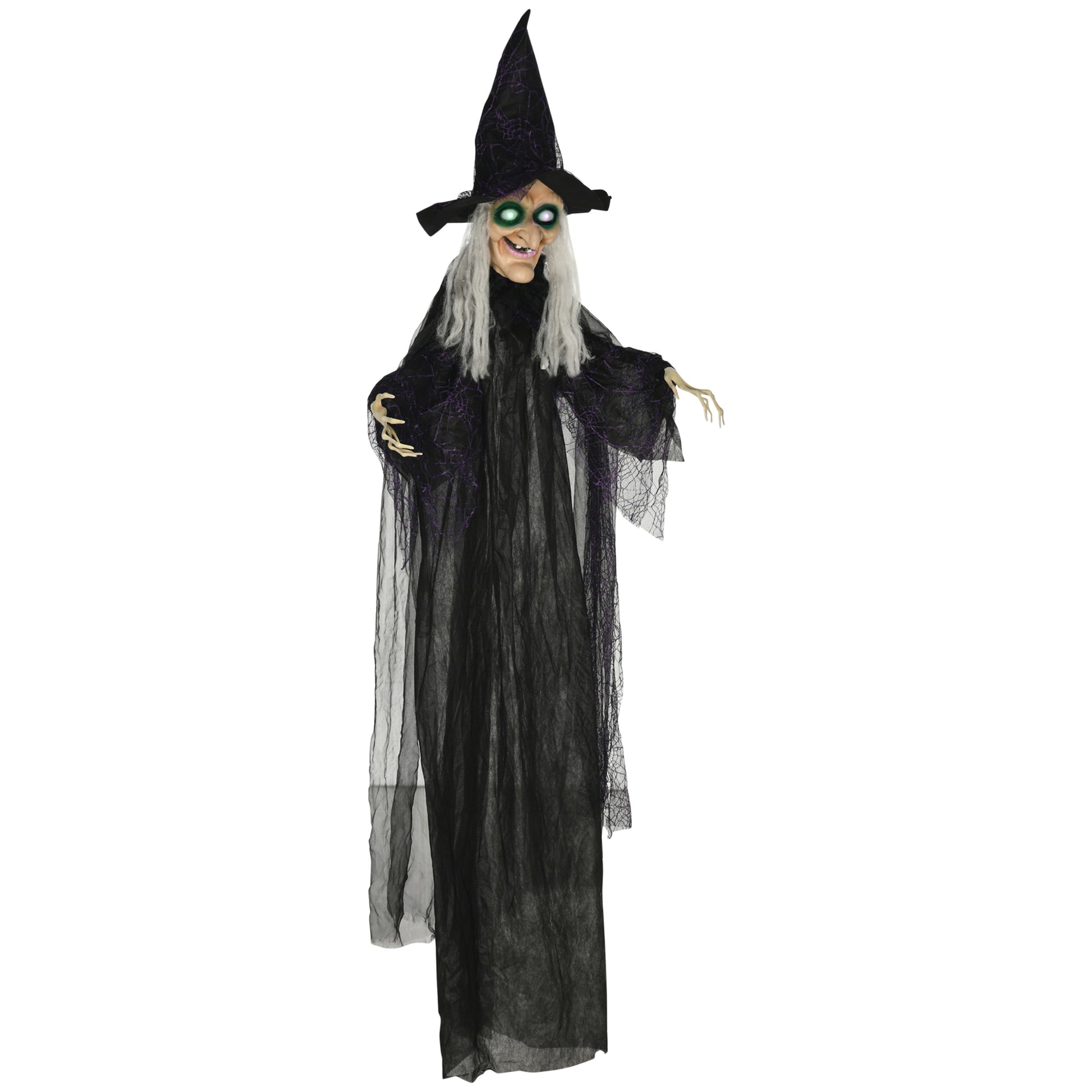 6' Life Size Animated Black Witch Halloween Decoration-Home Furnishings > Holiday & Seasonal > Halloween Decorations-DECOROLALA