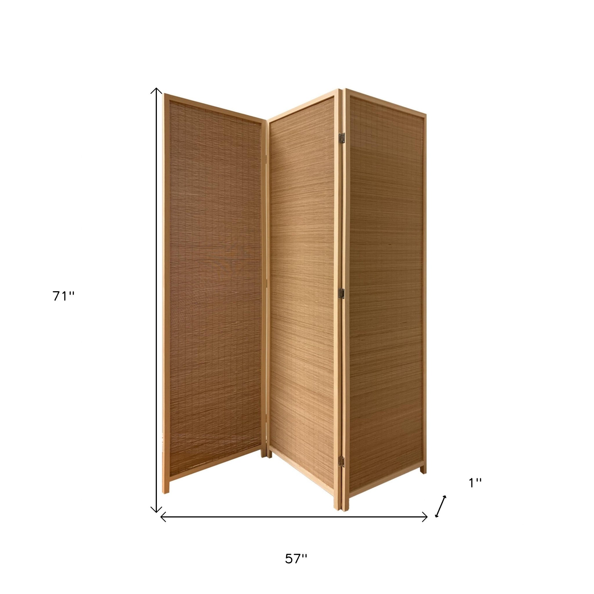 6" Light Bamboo 3 Panel Room Divider Screen-Room Dividers-DECOROLALA