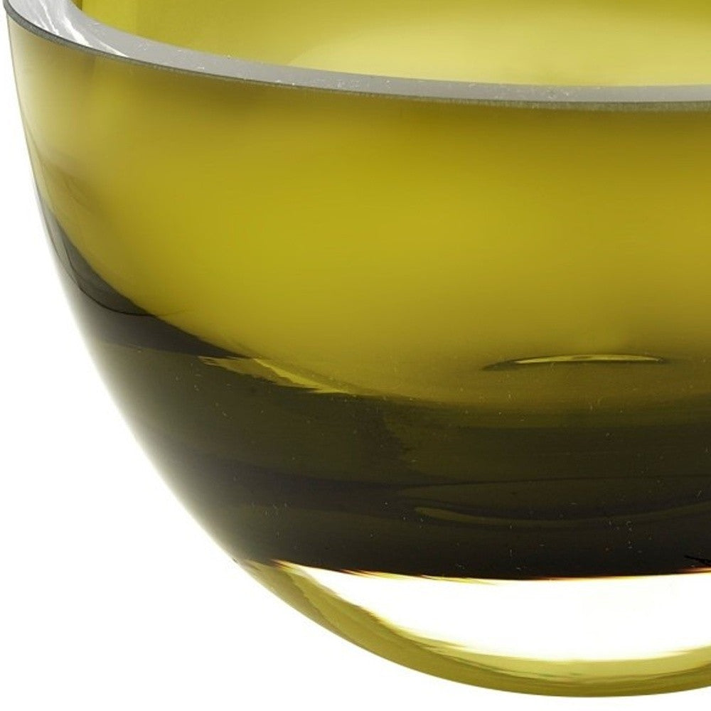 6" Moss Green Mouth Blown Crystal Thick Walled Bowl-Serving Bowls-DECOROLALA