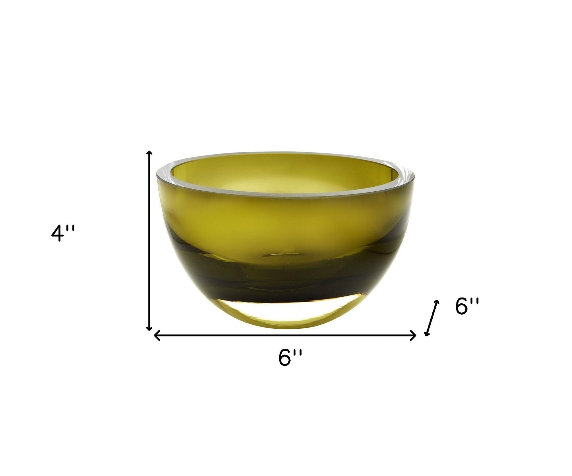 6" Moss Green Mouth Blown Crystal Thick Walled Bowl-Serving Bowls-DECOROLALA