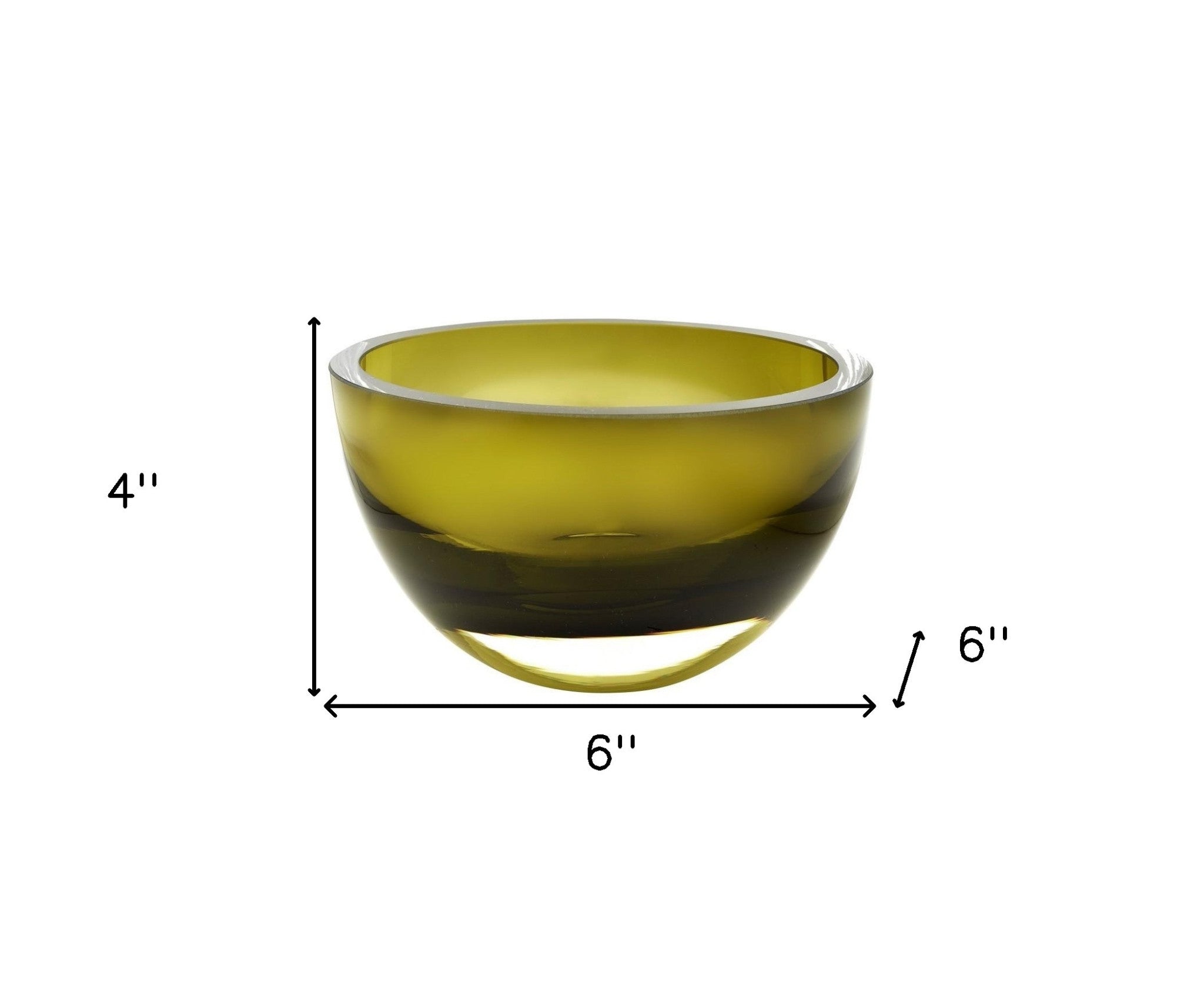 6" Moss Green Mouth Blown Crystal Thick Walled Bowl-Serving Bowls-DECOROLALA