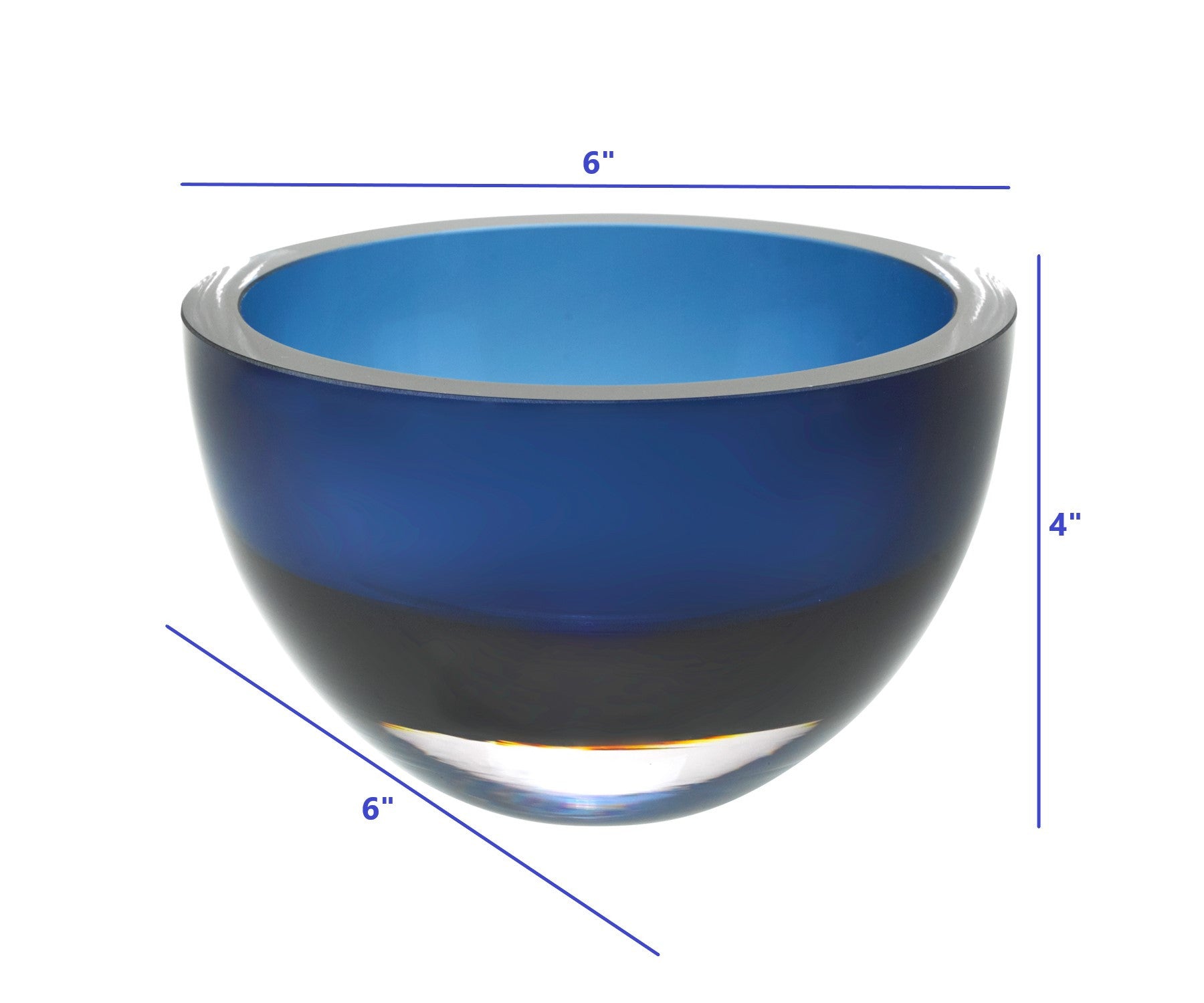 6 Mouth Blown European Made Lead Free Midnight Blue Crystal Bowl-Serving Bowls-DECOROLALA
