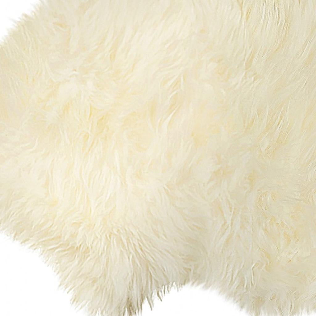 6' Natural Genuine Sheepskin Animal Print Shag Area Rug-Area Rugs-DECOROLALA