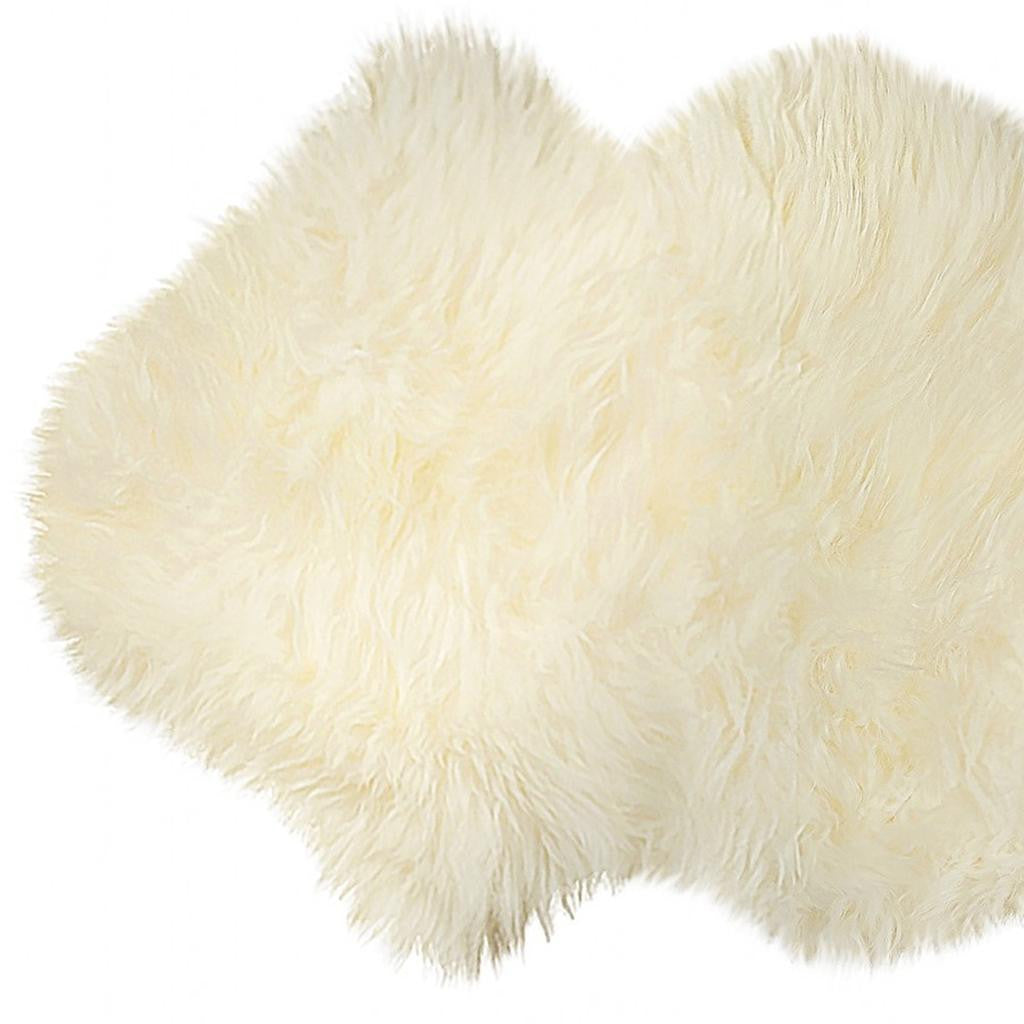 6' Natural Genuine Sheepskin Animal Print Shag Area Rug-Area Rugs-DECOROLALA