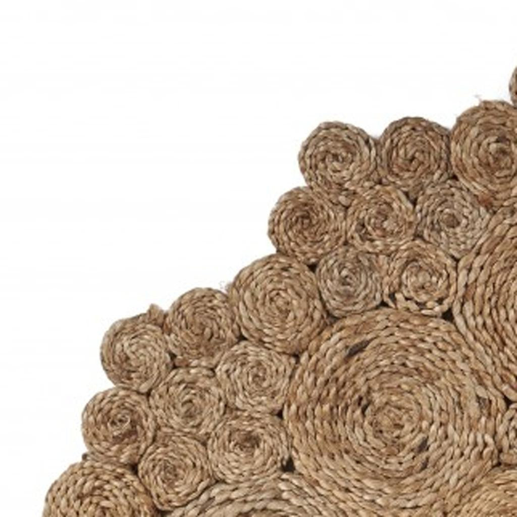 6' Natural Jute Abstract Geometric Hand Braided Round Rug-Area Rugs-DECOROLALA