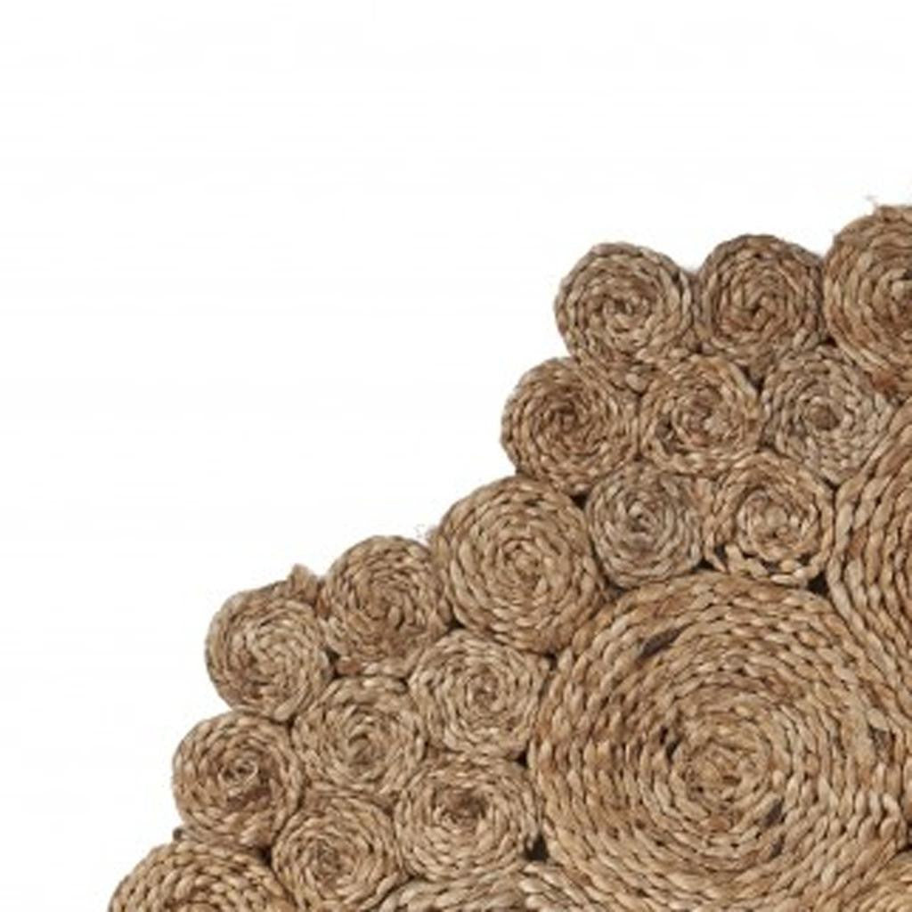6' Natural Jute Abstract Geometric Hand Braided Round Rug-Area Rugs-DECOROLALA