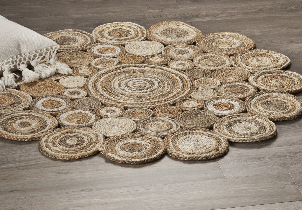 6' Natural Jute Hand Braided Round Rug-Area Rugs-DECOROLALA