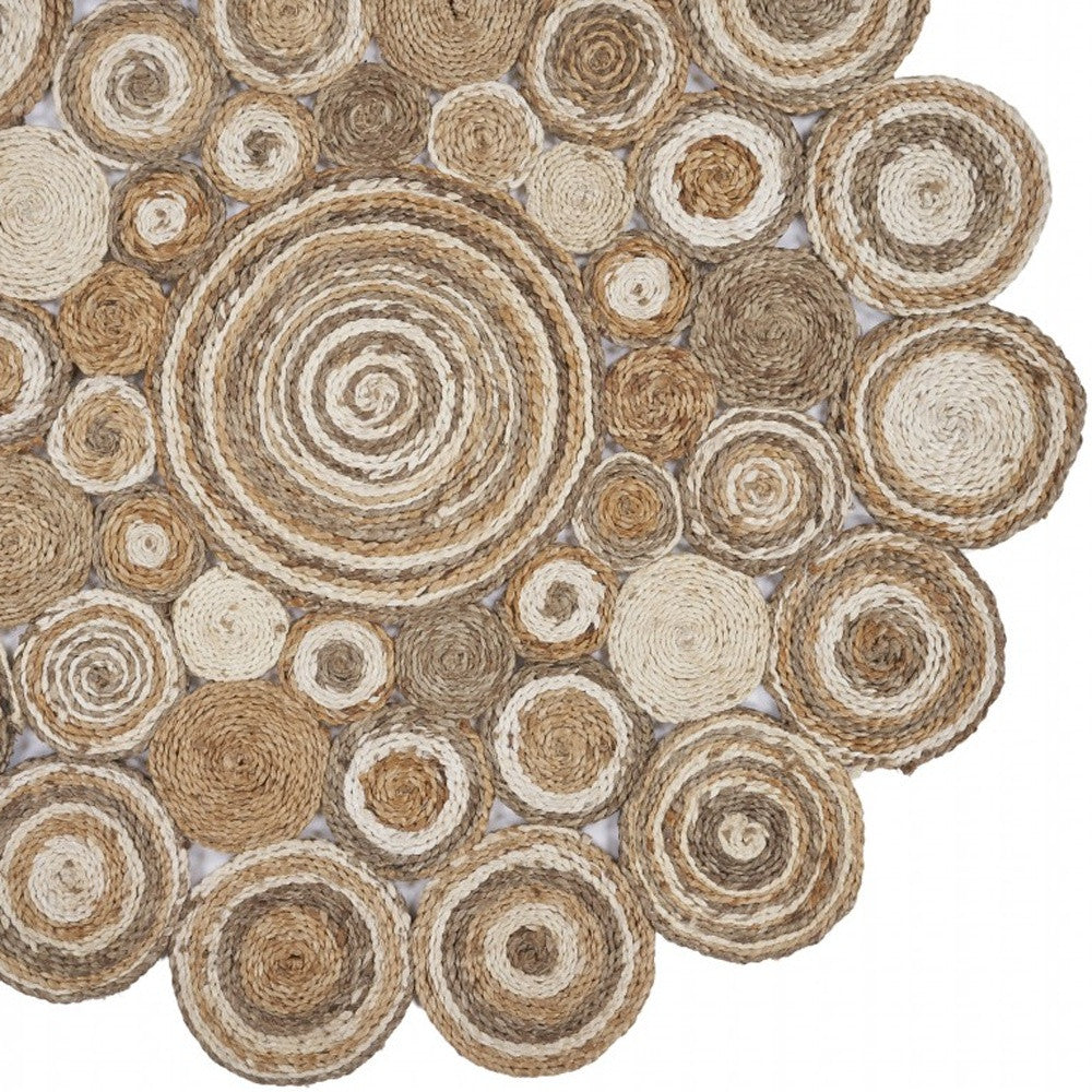 6' Natural Jute Hand Braided Round Rug-Area Rugs-DECOROLALA