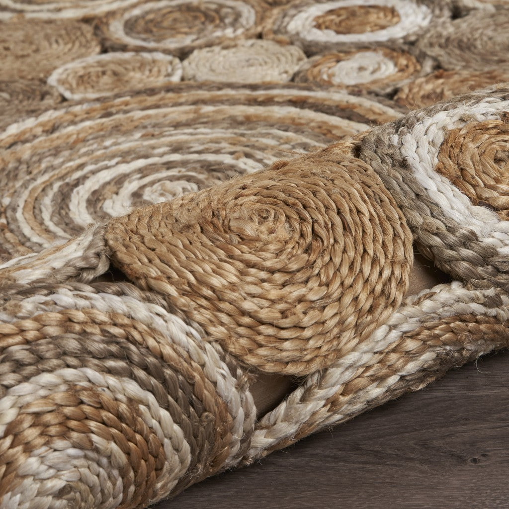 6' Natural Jute Hand Braided Round Rug-Area Rugs-DECOROLALA
