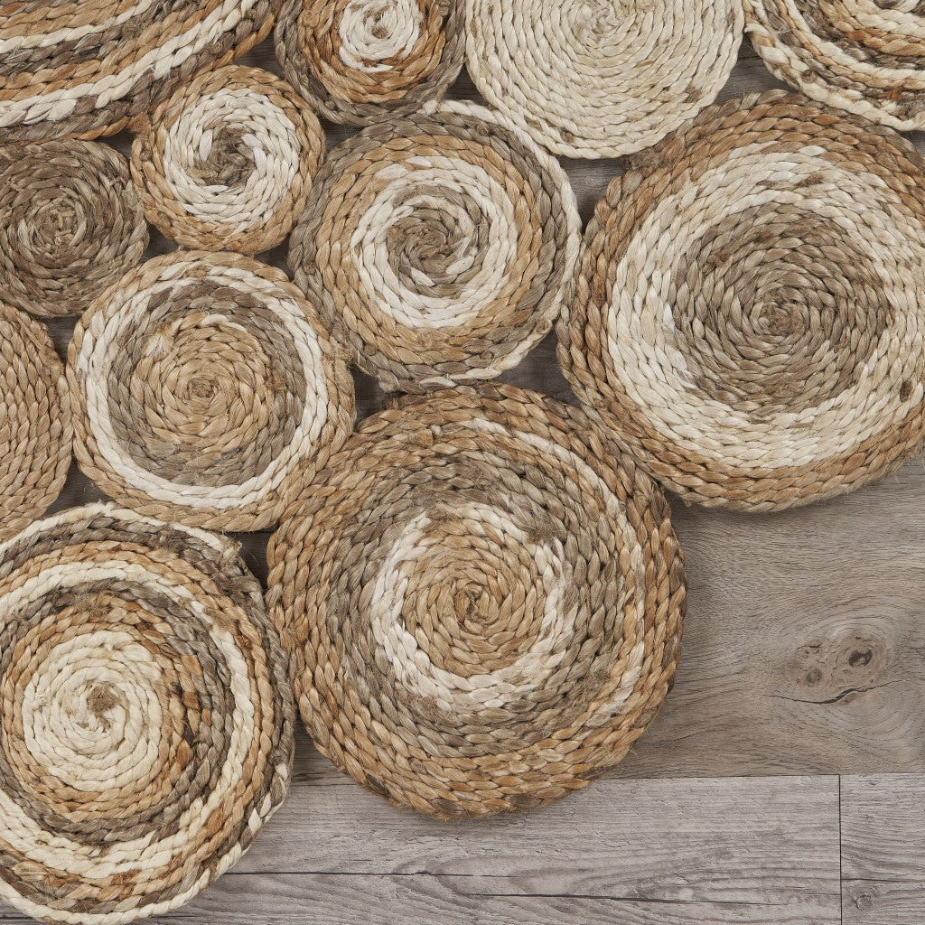 6' Natural Jute Hand Braided Round Rug-Area Rugs-DECOROLALA