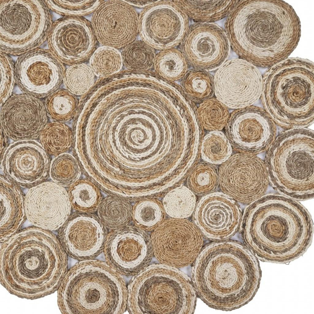 6' Natural Jute Hand Braided Round Rug-Area Rugs-DECOROLALA