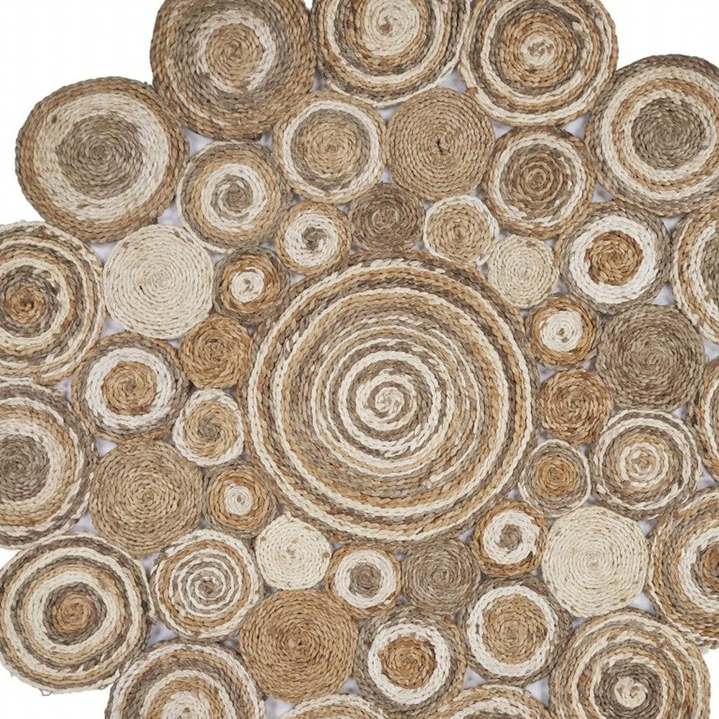 6' Natural Jute Hand Braided Round Rug-Area Rugs-DECOROLALA
