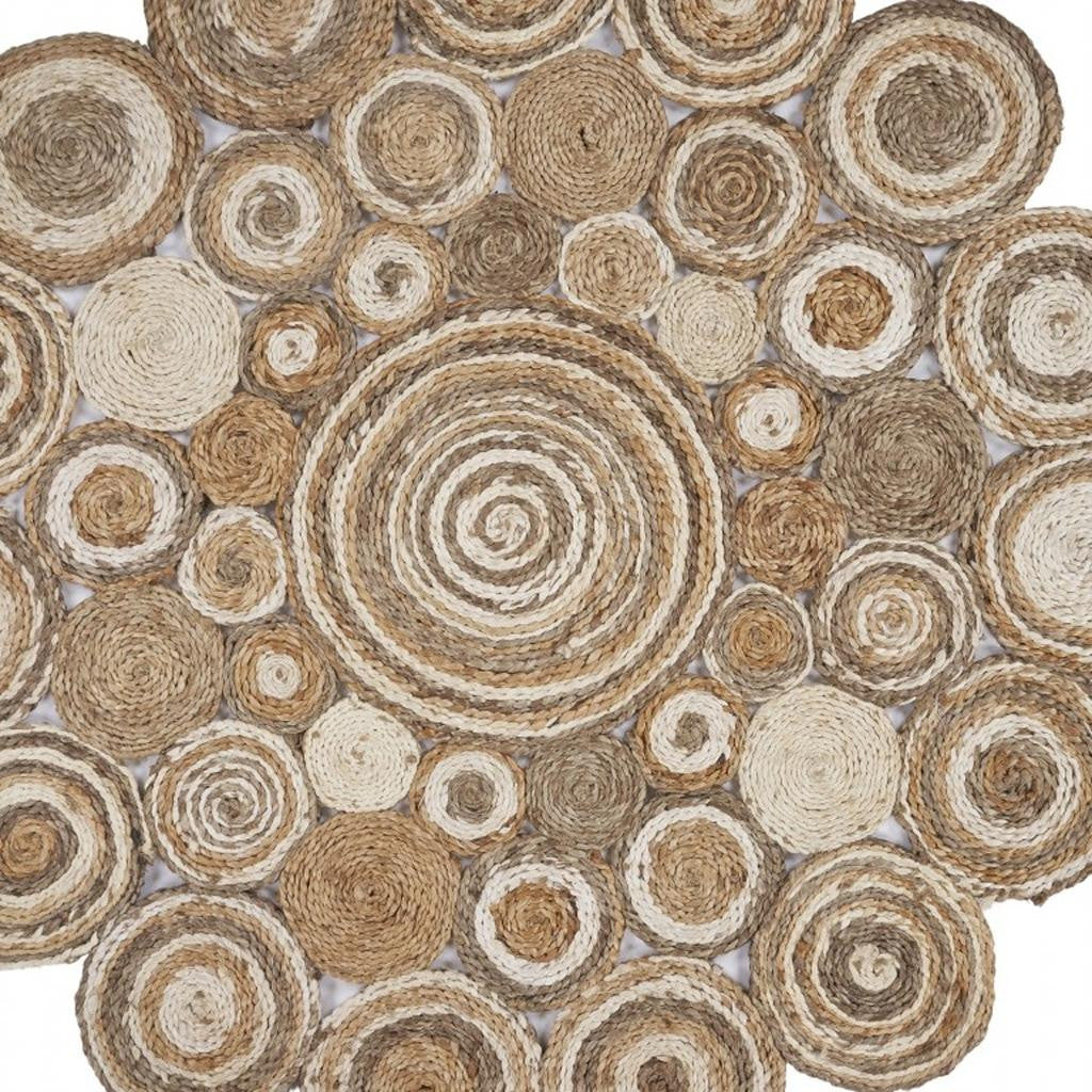 6' Natural Jute Hand Braided Round Rug-Area Rugs-DECOROLALA