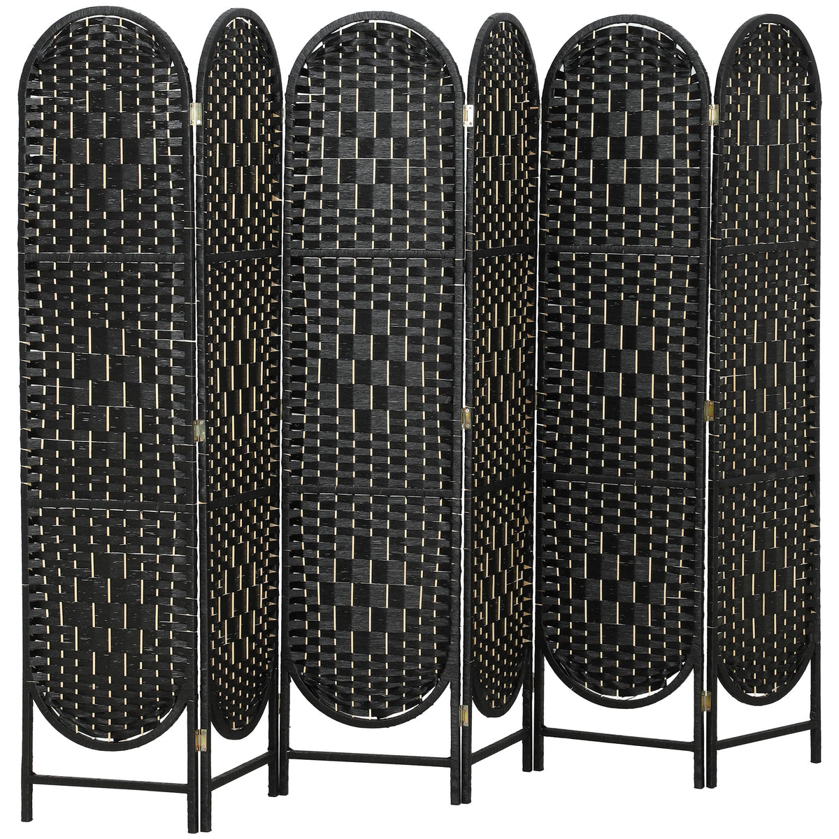 6-Panel Bohemian Folding Room Divider - Black 67" High-Home Furnishings > Living Room Furniture > Room Dividers-DECOROLALA