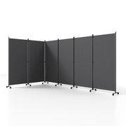 6 Panel Folding Privacy Screen Room Divider with Wheels-Gray-Room Dividers-DECOROLALA