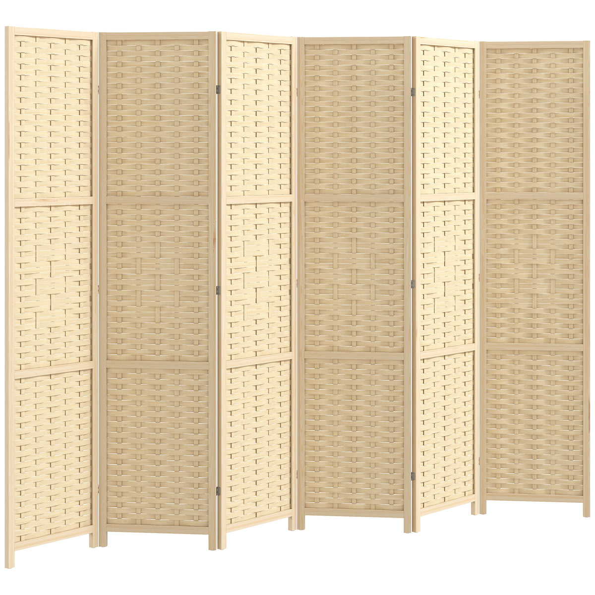 6-Panel Folding Room Divider - 5.6ft Bamboo & Wood Natural-Home Furnishings > Living Room Furniture > Room Dividers-DECOROLALA