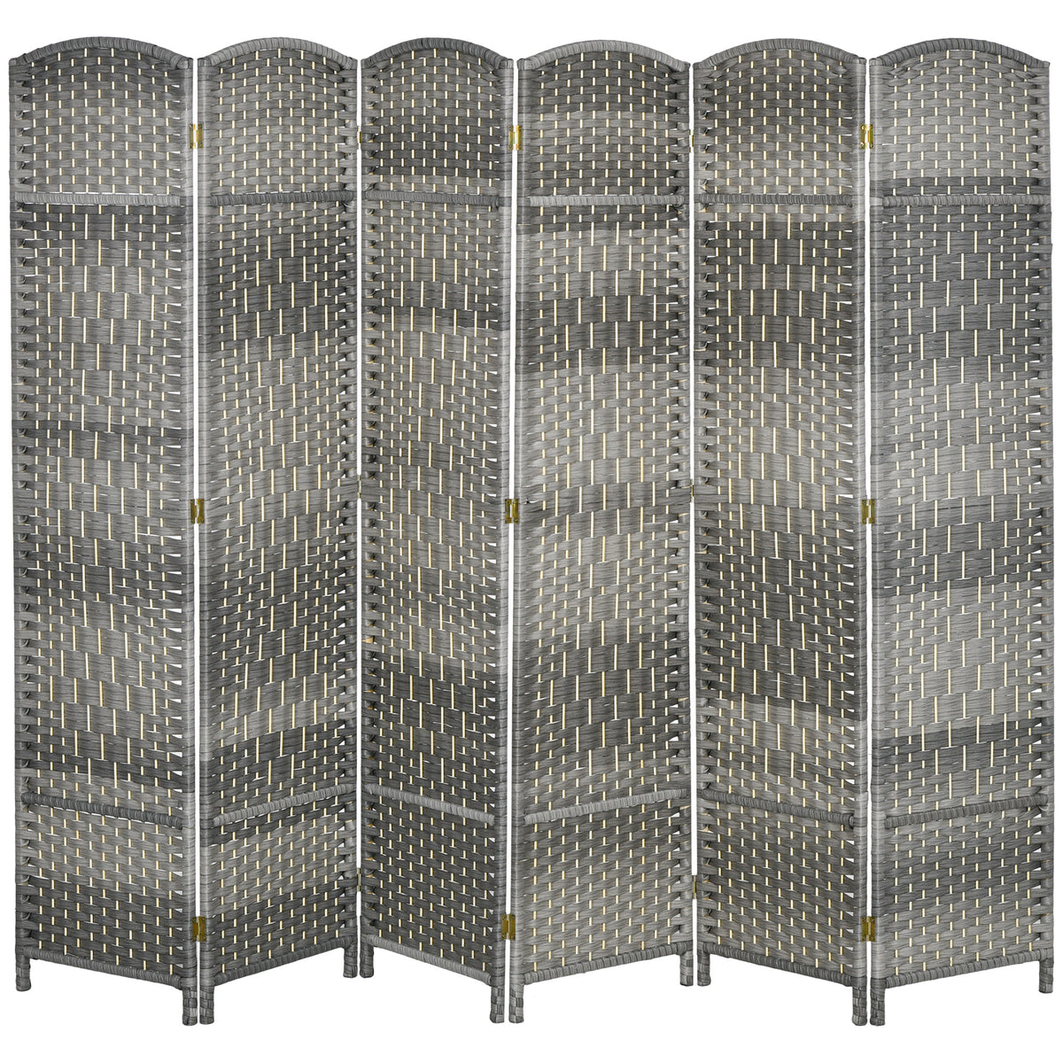 6-Panel Folding Room Divider - 6ft Tall Mixed Grey-Home Furnishings > Living Room Furniture > Room Dividers-DECOROLALA