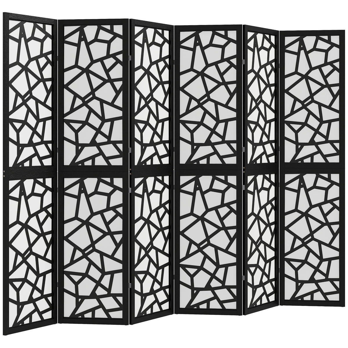 6-Panel Folding Room Divider - Geometric Black 5.6 FT-Home Furnishings > Living Room Furniture > Room Dividers-DECOROLALA
