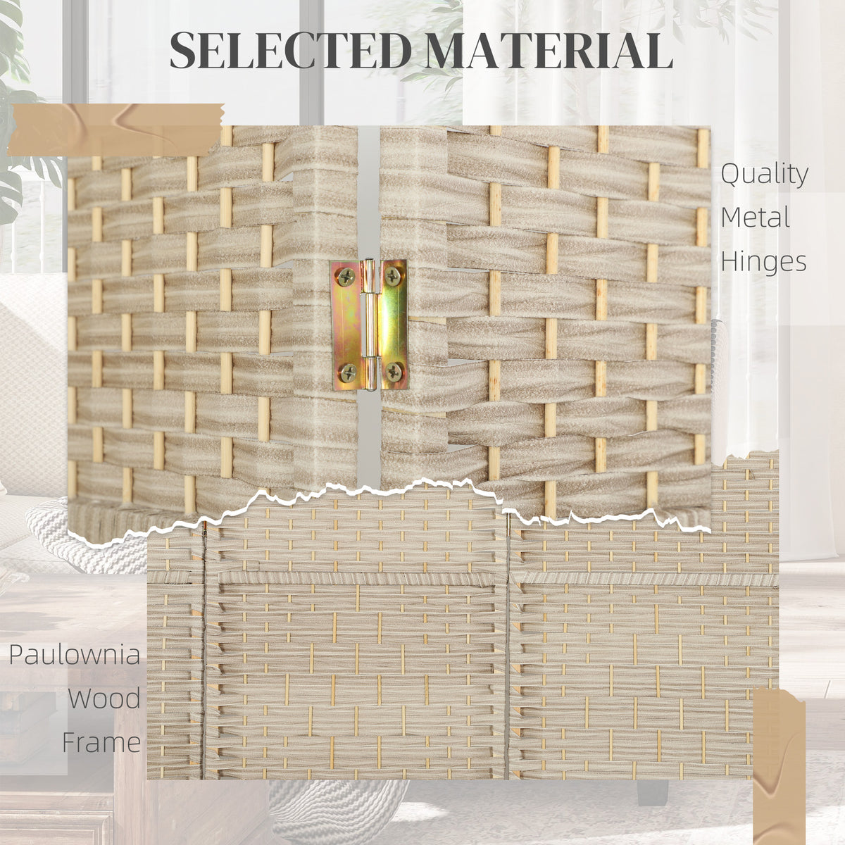 6-Panel Folding Room Divider - Light Oak 6 ft Tall-Home Furnishings > Living Room Furniture > Room Dividers-DECOROLALA