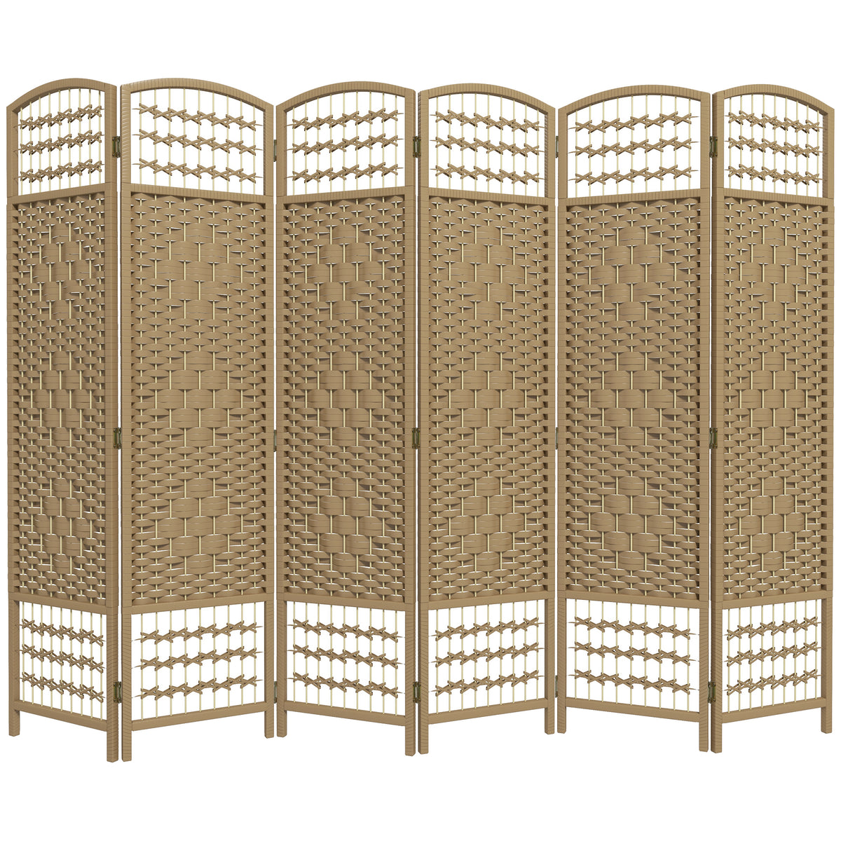 6-Panel Folding Room Divider - Natural Fiber Privacy Screen-Home Furnishings > Living Room Furniture > Room Dividers-DECOROLALA