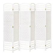 6-Panel Folding Room Divider - White 5.6' Privacy Screen-Home Furnishings > Living Room Furniture > Room Dividers-DECOROLALA