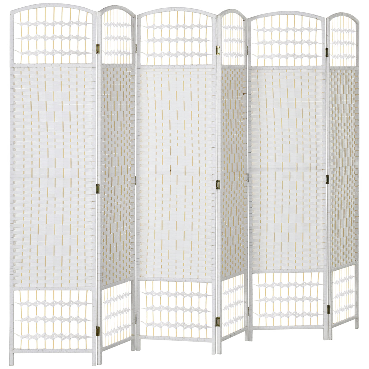 6 Panel Folding Room Divider - White 67" Privacy Screen-Home Furnishings > Living Room Furniture > Room Dividers-DECOROLALA