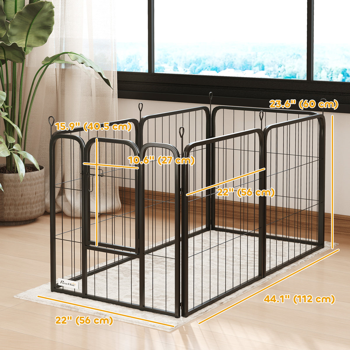 6-Panel Heavy Duty Dog Playpen - 24" Steel Foldable Black-Dogs-DECOROLALA
