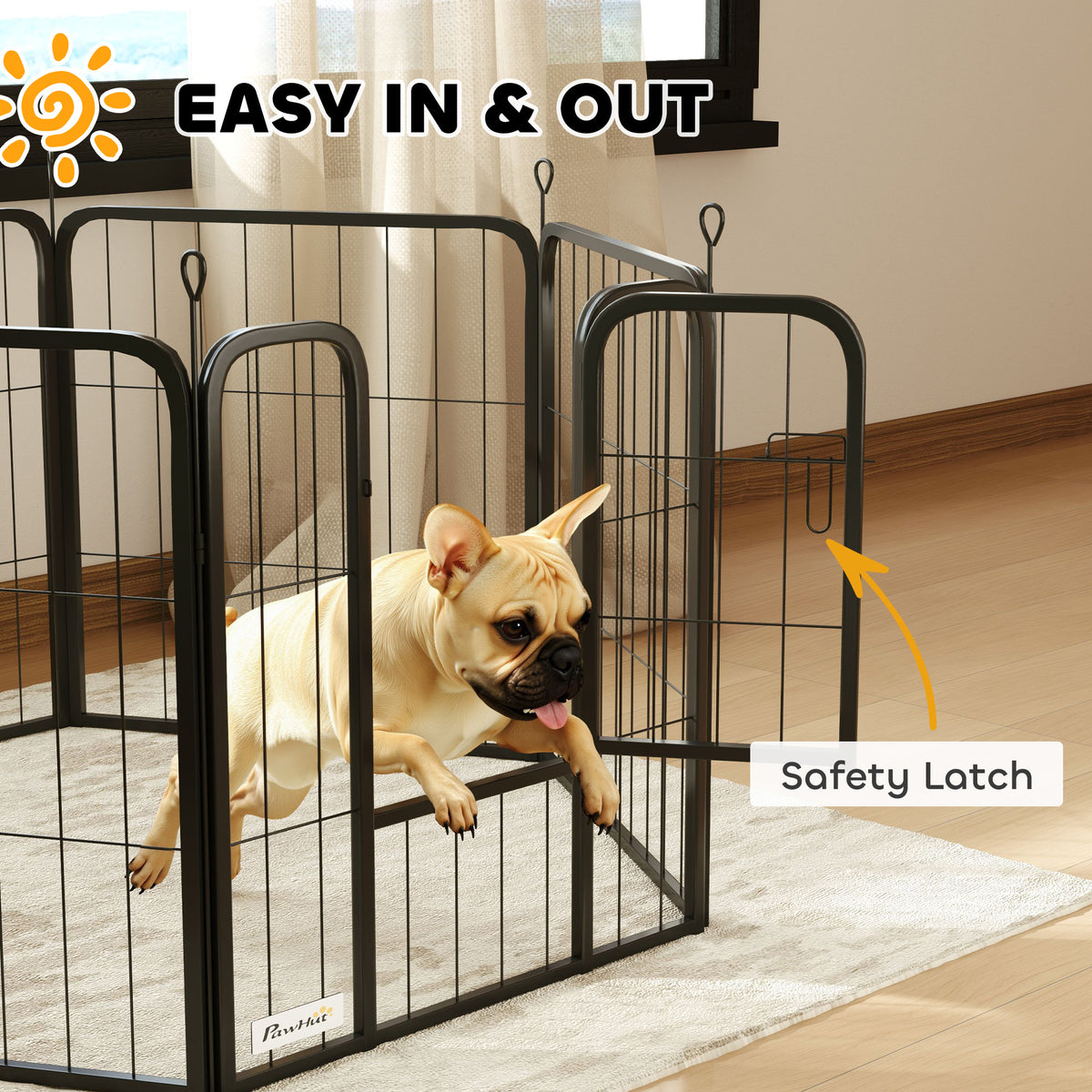 6-Panel Heavy Duty Dog Playpen - 24" Steel Foldable Black-Dogs-DECOROLALA