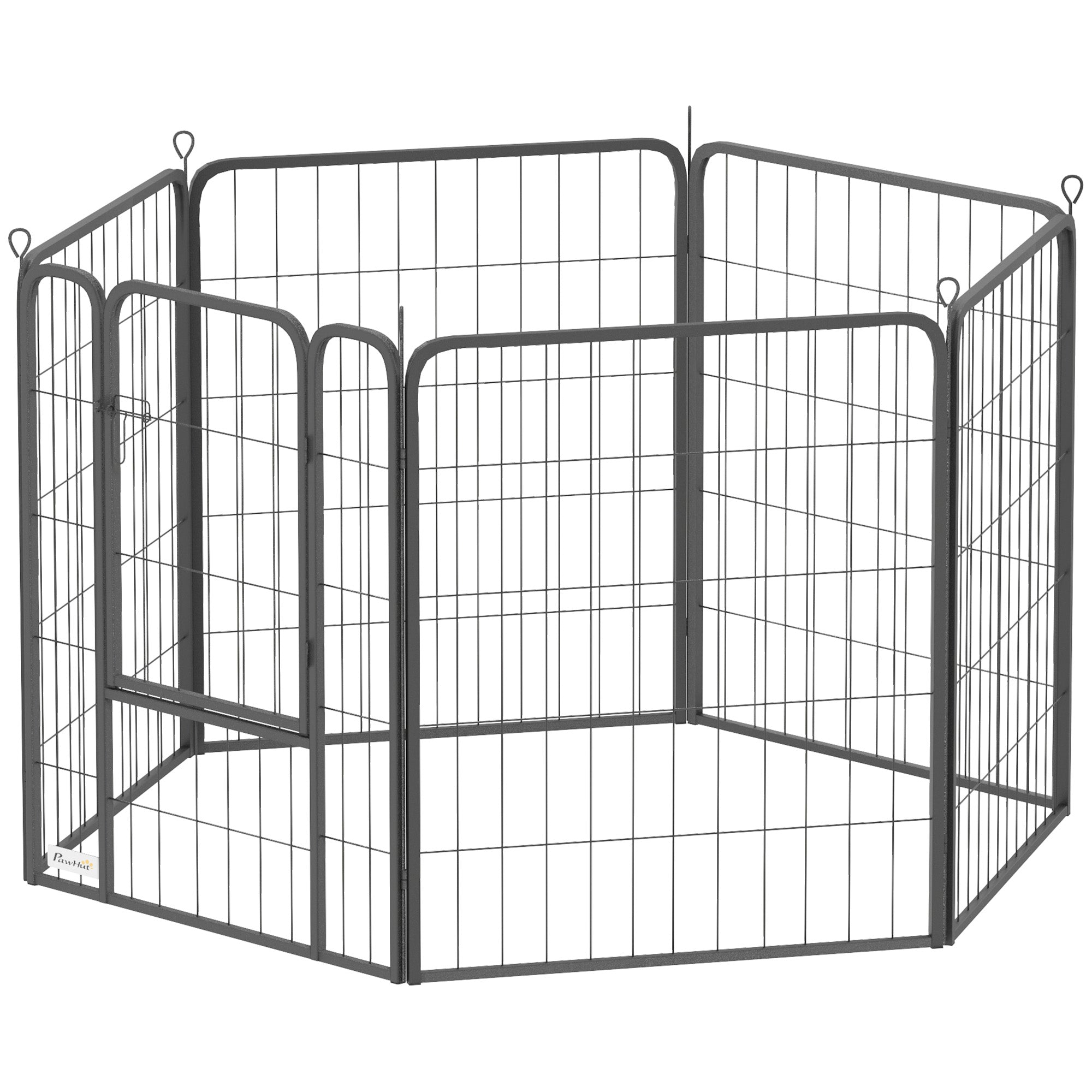 6-Panel Heavy Duty Dog Playpen - Black 31.5" Steel Pet Pen-Dogs-DECOROLALA