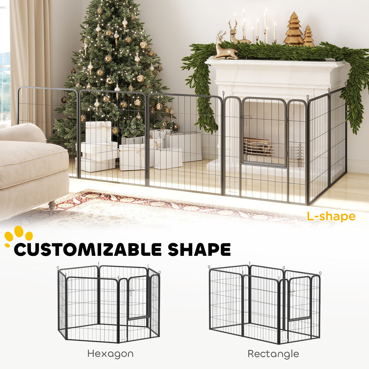 6-Panel Heavy Duty Dog Playpen - Black 31.5" Steel Pet Pen-Dogs-DECOROLALA
