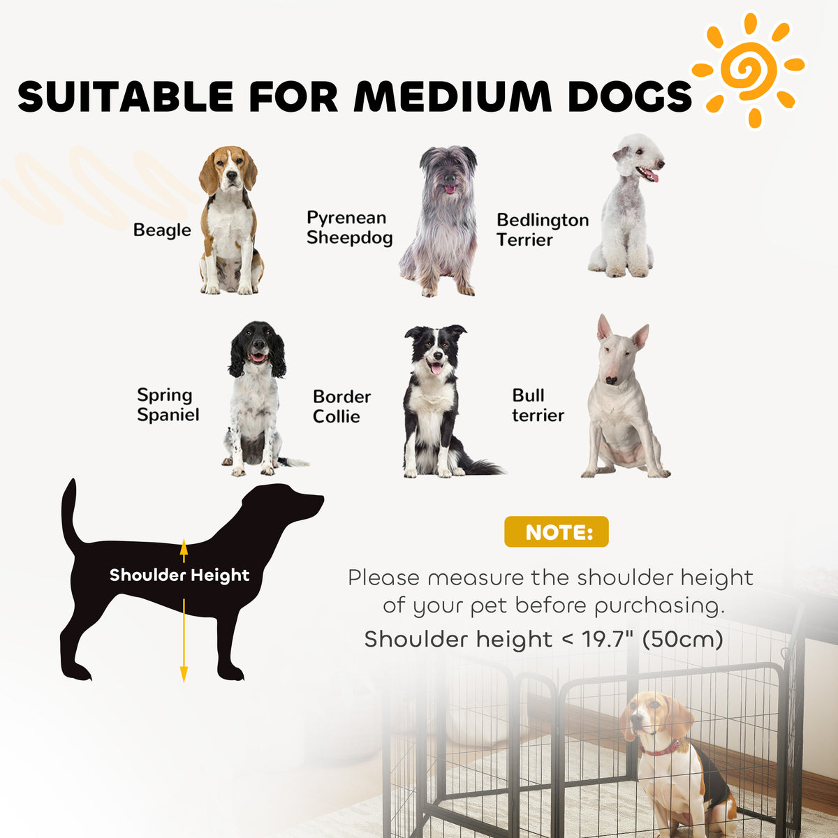 6-Panel Heavy Duty Dog Playpen - Black 31.5" Steel Pet Pen-Dogs-DECOROLALA