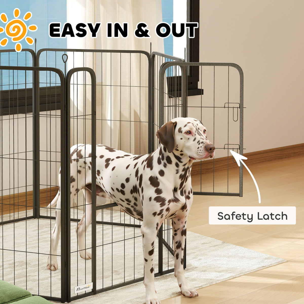 6-Panel Heavy Duty Steel Dog Playpen - Black 39" Height-Dogs-DECOROLALA