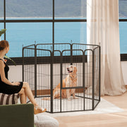 6-Panel Heavy Duty Steel Dog Playpen - Black 39" Height-Dogs-DECOROLALA