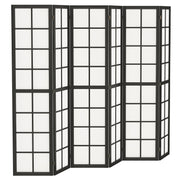 6 Panel Room Divider, 5.6 ft Folding Wall Divider Room Partition for Home Office, Bedroom, Living Room, Black-Home Furnishings > Living Room Furniture > Room Dividers-DECOROLALA