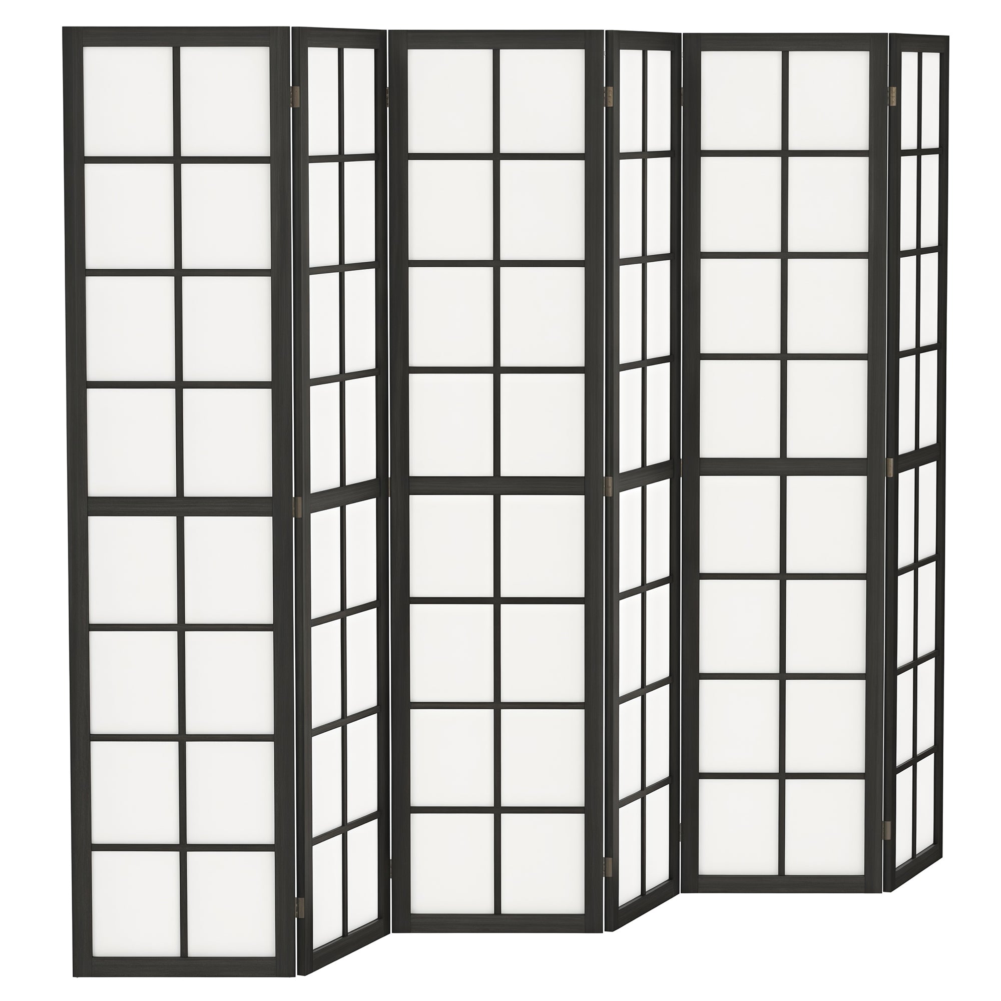 6 Panel Room Divider, 5.6 ft Folding Wall Divider Room Partition for Home Office, Bedroom, Living Room, Black-Home Furnishings > Living Room Furniture > Room Dividers-DECOROLALA