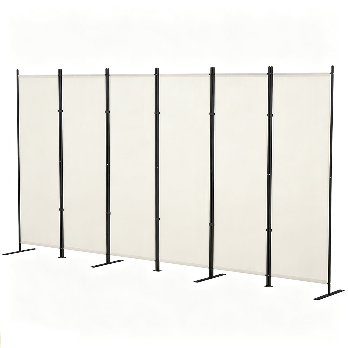 6-Panel Room Divider - 6ft Folding Privacy Screen Beige-Home Furnishings > Living Room Furniture > Room Dividers-DECOROLALA