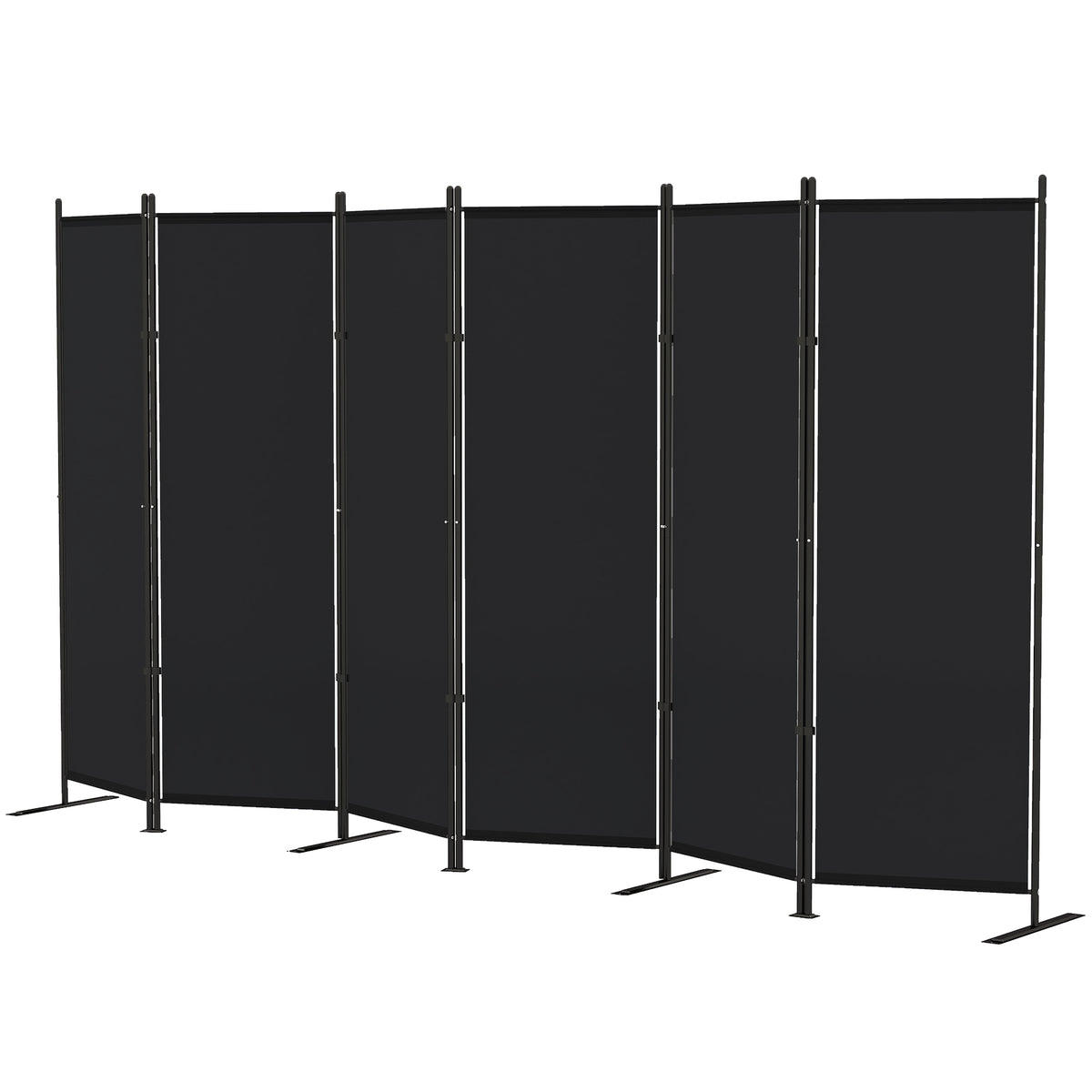 6 Panel Room Divider - 6ft Folding Privacy Screen Black-Home Furnishings > Living Room Furniture > Room Dividers-DECOROLALA