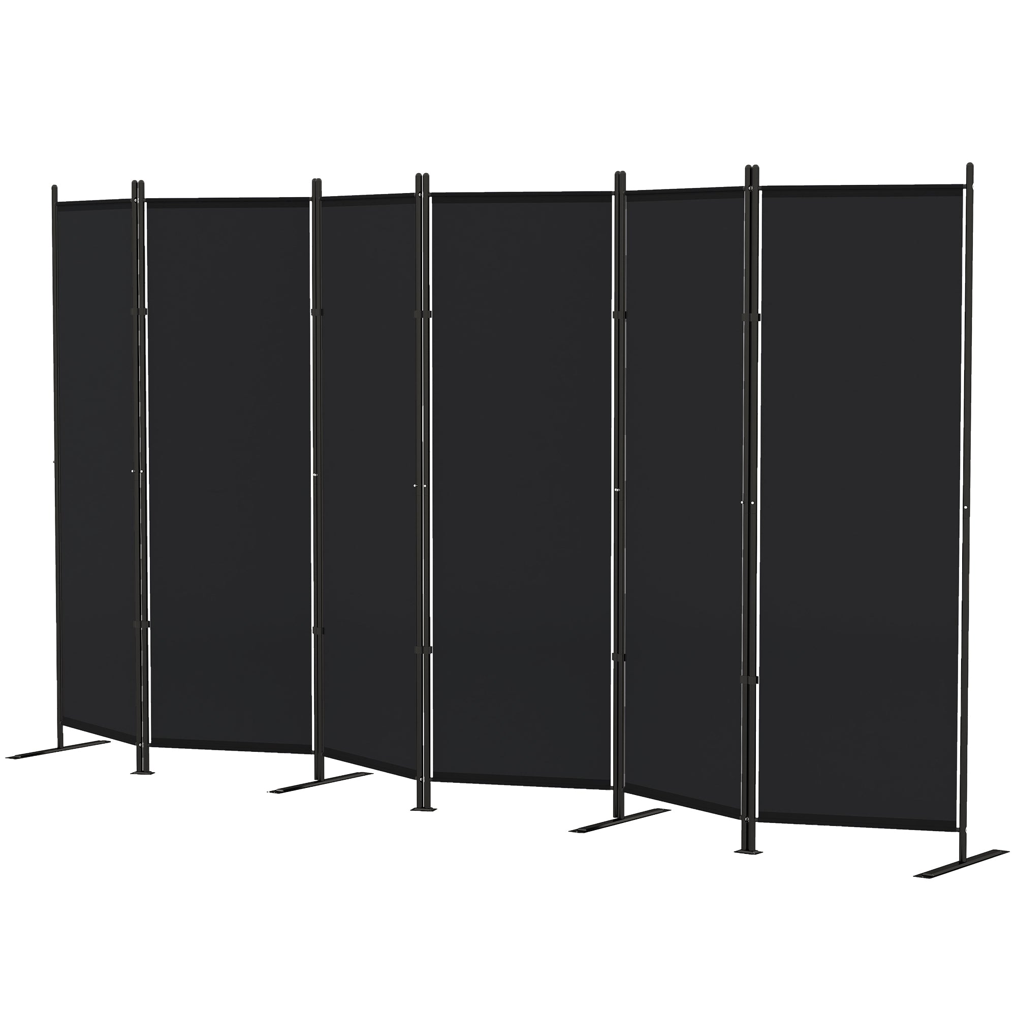 6 Panel Room Divider - 6ft Folding Privacy Screen Black-Home Furnishings > Living Room Furniture > Room Dividers-DECOROLALA